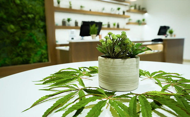 Cannabis Leaves in the Cannabis Health Store