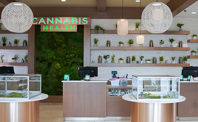 The front counter of Cannabis Health Stores